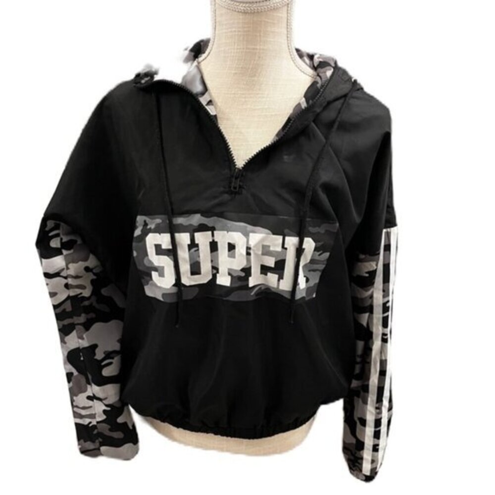 Stella Women’s Small Charcoal and Gray Camouflage Pullover Casual Jacket
